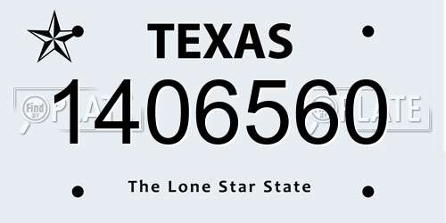 1406560 Texas License Plate