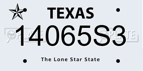 14065S3 Texas License Plate