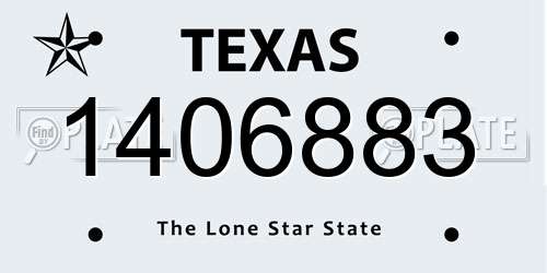 1406883 Texas License Plate