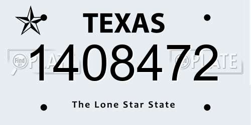 1408472 Texas License Plate