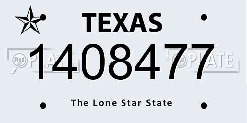 1408477 Texas License Plate
