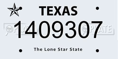 1409307 Texas License Plate