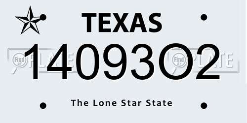14093O2 Texas License Plate
