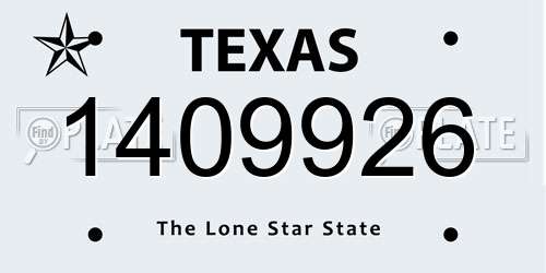 1409926 Texas License Plate