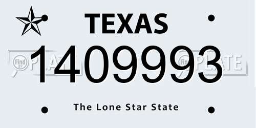 1409993 Texas License Plate