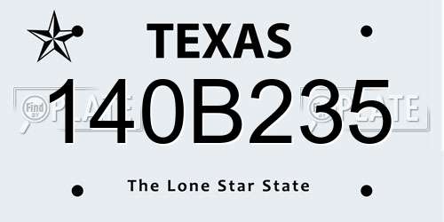 140B235 Texas License Plate