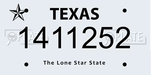 1411252 Texas License Plate