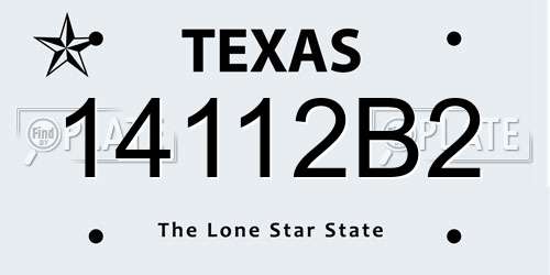14112B2 Texas License Plate