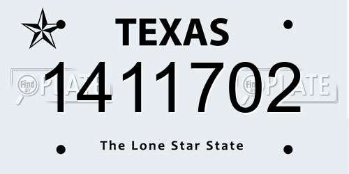 1411702 Texas License Plate