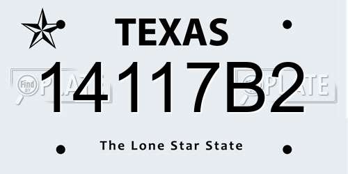14117B2 Texas License Plate