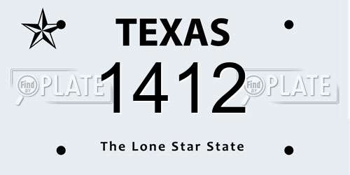 1412 Texas License Plate