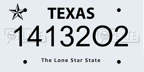 14132O2 Texas License Plate