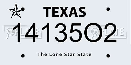 14135O2 Texas License Plate