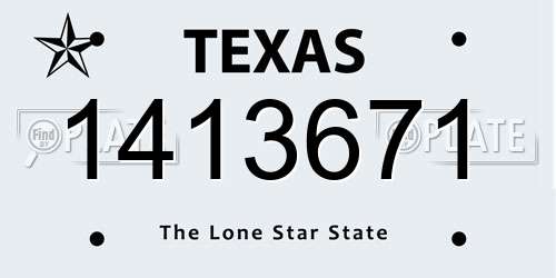 1413671 Texas License Plate