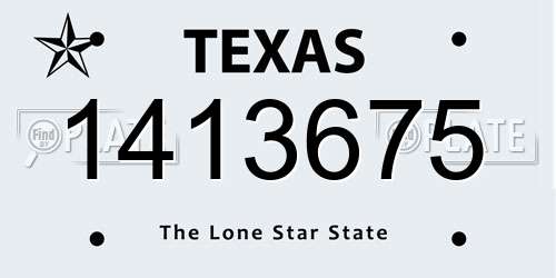 1413675 Texas License Plate