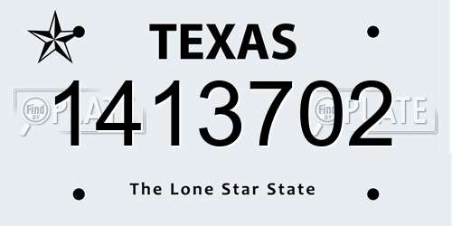 1413702 Texas License Plate