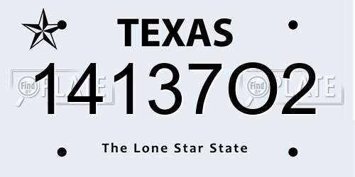 14137O2 Texas License Plate