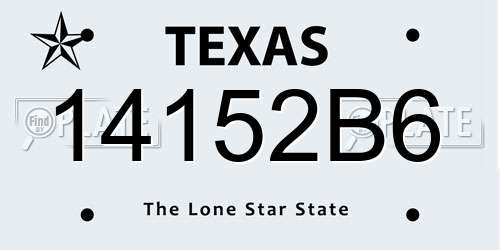 14152B6 Texas License Plate