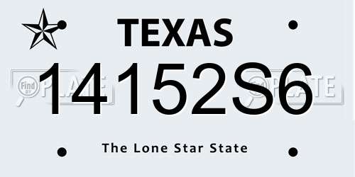 14152S6 Texas License Plate