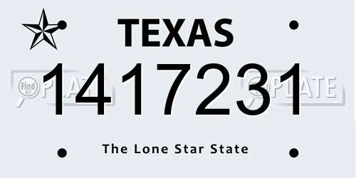 1417231 Texas License Plate