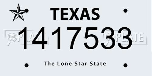 1417533 Texas License Plate