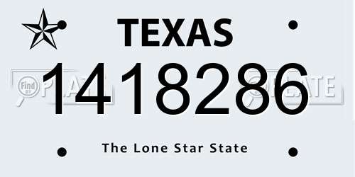 1418286 Texas License Plate