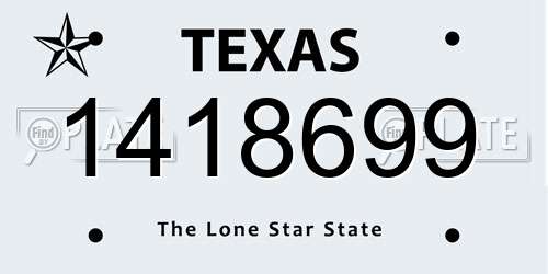 1418699 Texas License Plate
