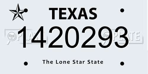 1420293 Texas License Plate