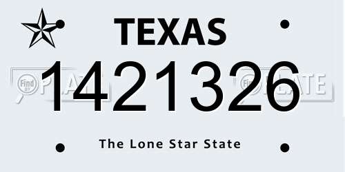 1421326 Texas License Plate