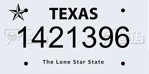 1421396 Texas License Plate
