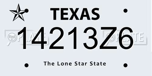 14213Z6 Texas License Plate