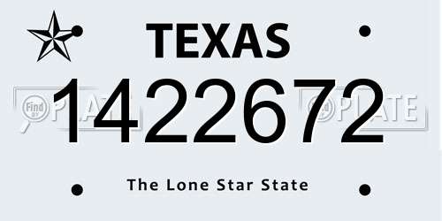 1422672 Texas License Plate