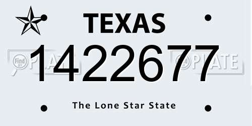 1422677 Texas License Plate