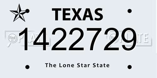 1422729 Texas License Plate