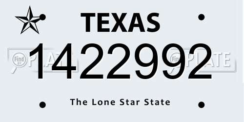 1422992 Texas License Plate