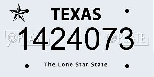1424073 Texas License Plate