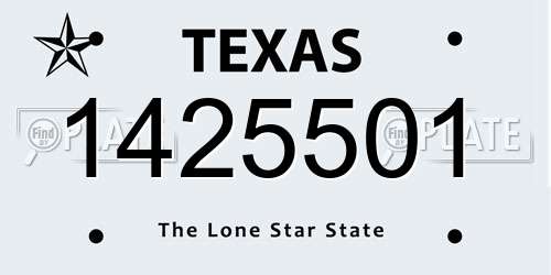 1425501 Texas License Plate