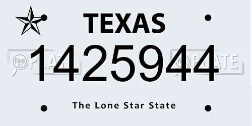 1425944 Texas License Plate