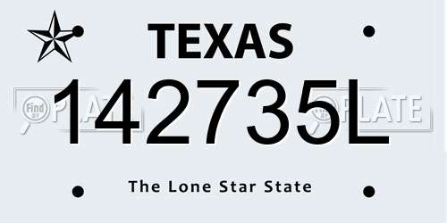 142735L Texas License Plate