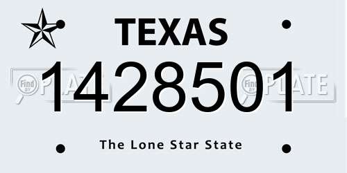 1428501 Texas License Plate