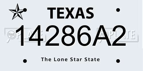 14286A2 Texas License Plate