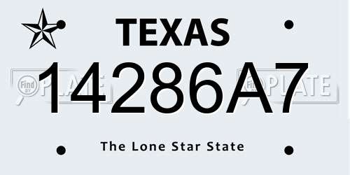 14286A7 Texas License Plate
