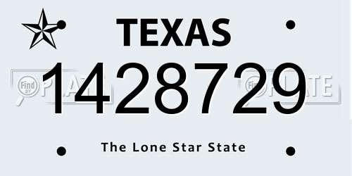 1428729 Texas License Plate