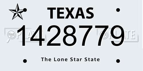 1428779 Texas License Plate