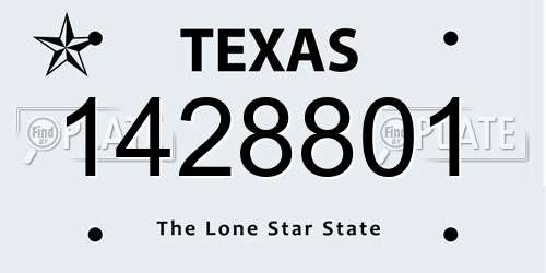 1428801 Texas License Plate