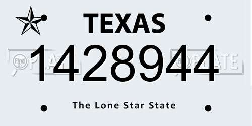 1428944 Texas License Plate