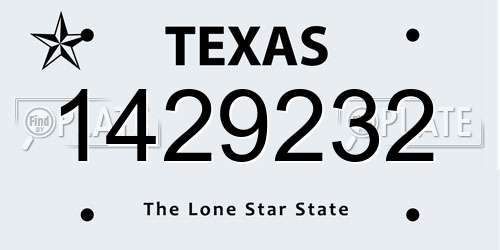1429232 Texas License Plate