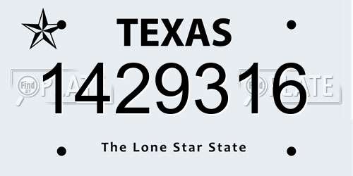 1429316 Texas License Plate