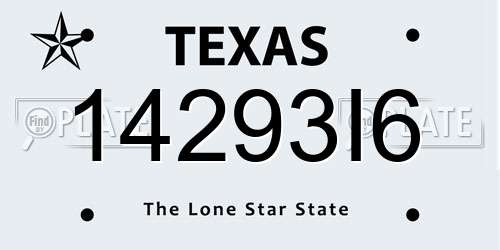 14293I6 Texas License Plate