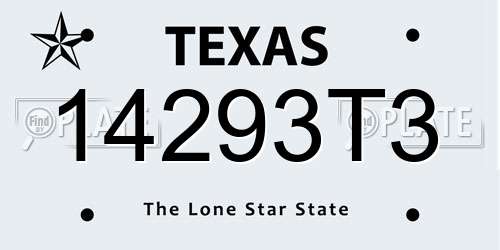 14293T3 Texas License Plate